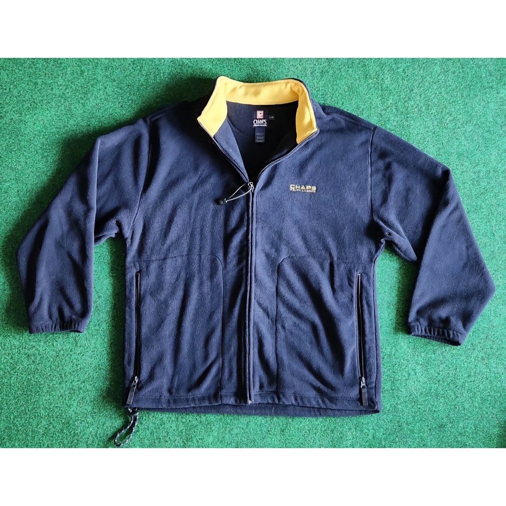 Chaps Ralph Lauren Mens Jacket Vintage Logo Navy Blue Fleece Large